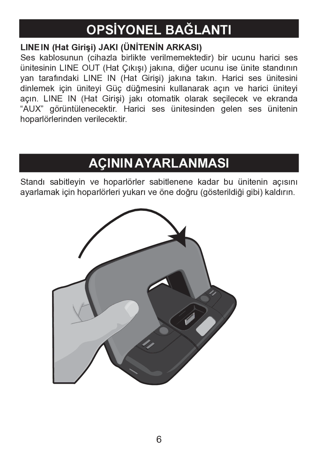 Memorex mi2290 manual Opsİyonel Bağlanti, Açinin Ayarlanmasi 